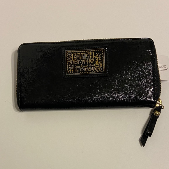 Coach Handbags - Coach poppy patent Leather long Zip Wallet